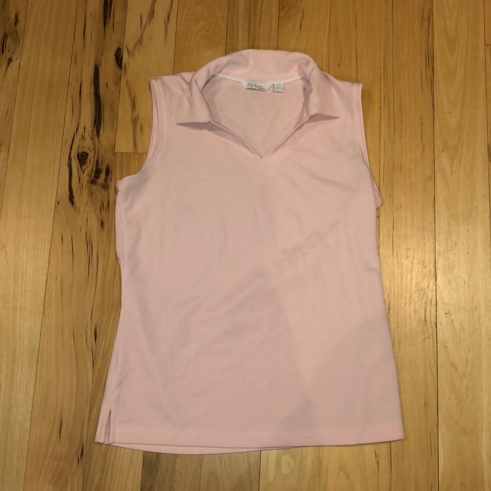 Lady Hagen pink collard athletic tank top